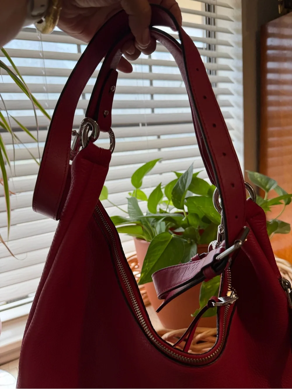 Rebecca Minkoff Red Pebbled Leather Hobo Shoulder Bag